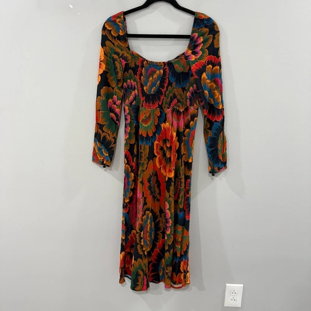 Farm Rio Dress Colorful Flowers Midi